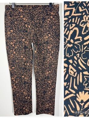 Susan Graver Weekend Floral Printed Pull On Pant Size S Petite Stretch Travel